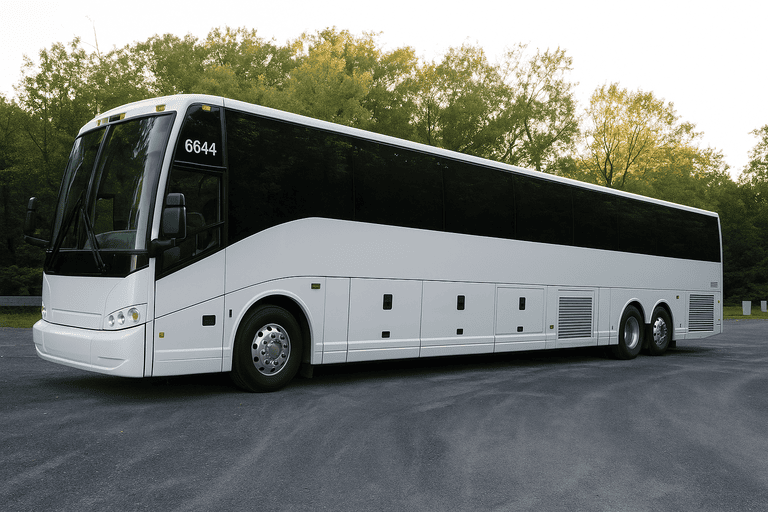 exterior of Flower Mound Coach Bus Service coach bus