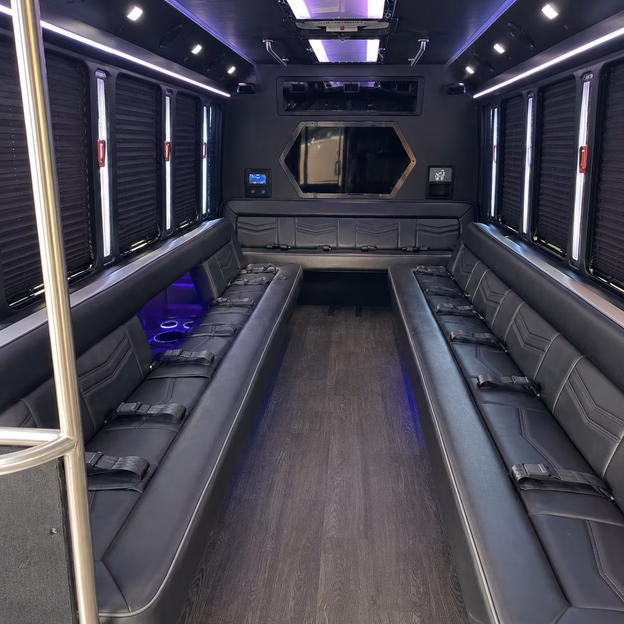 flower mound 18 passenger party bus interior