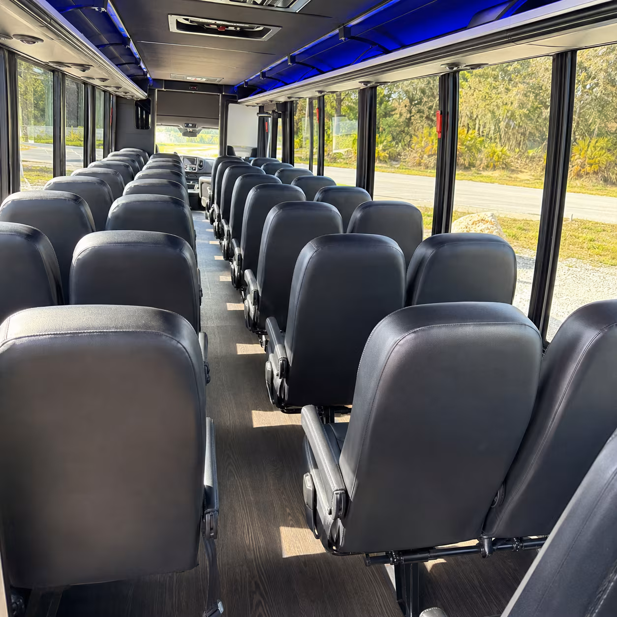 flower mound 25 passenger minibus inside