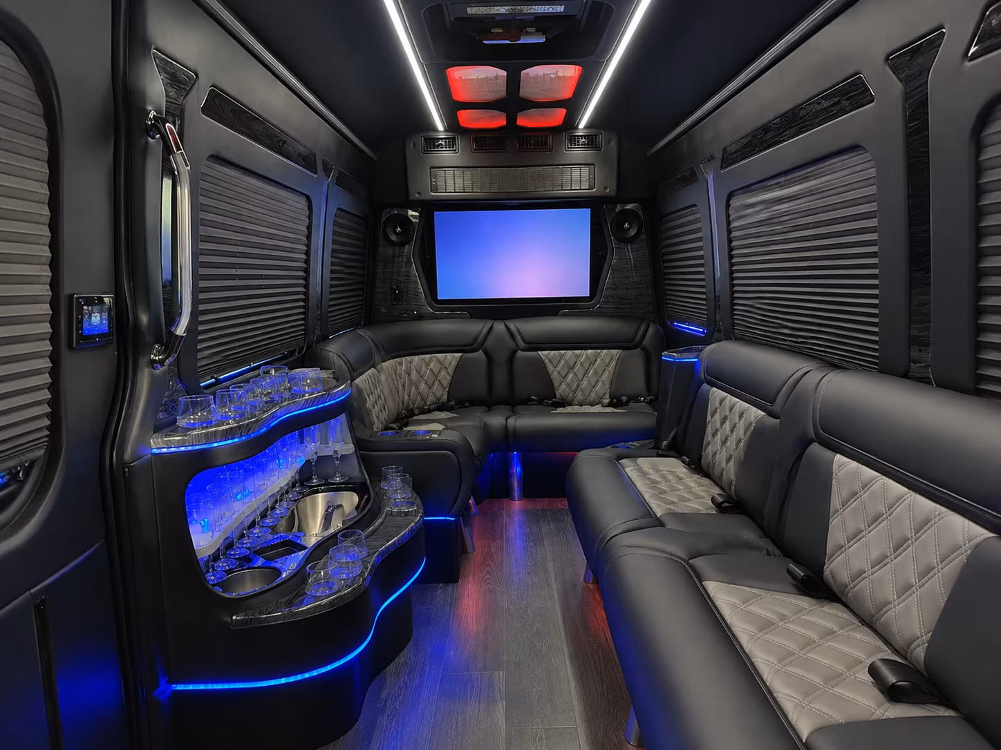 flower mound 30 passenger party bus interior