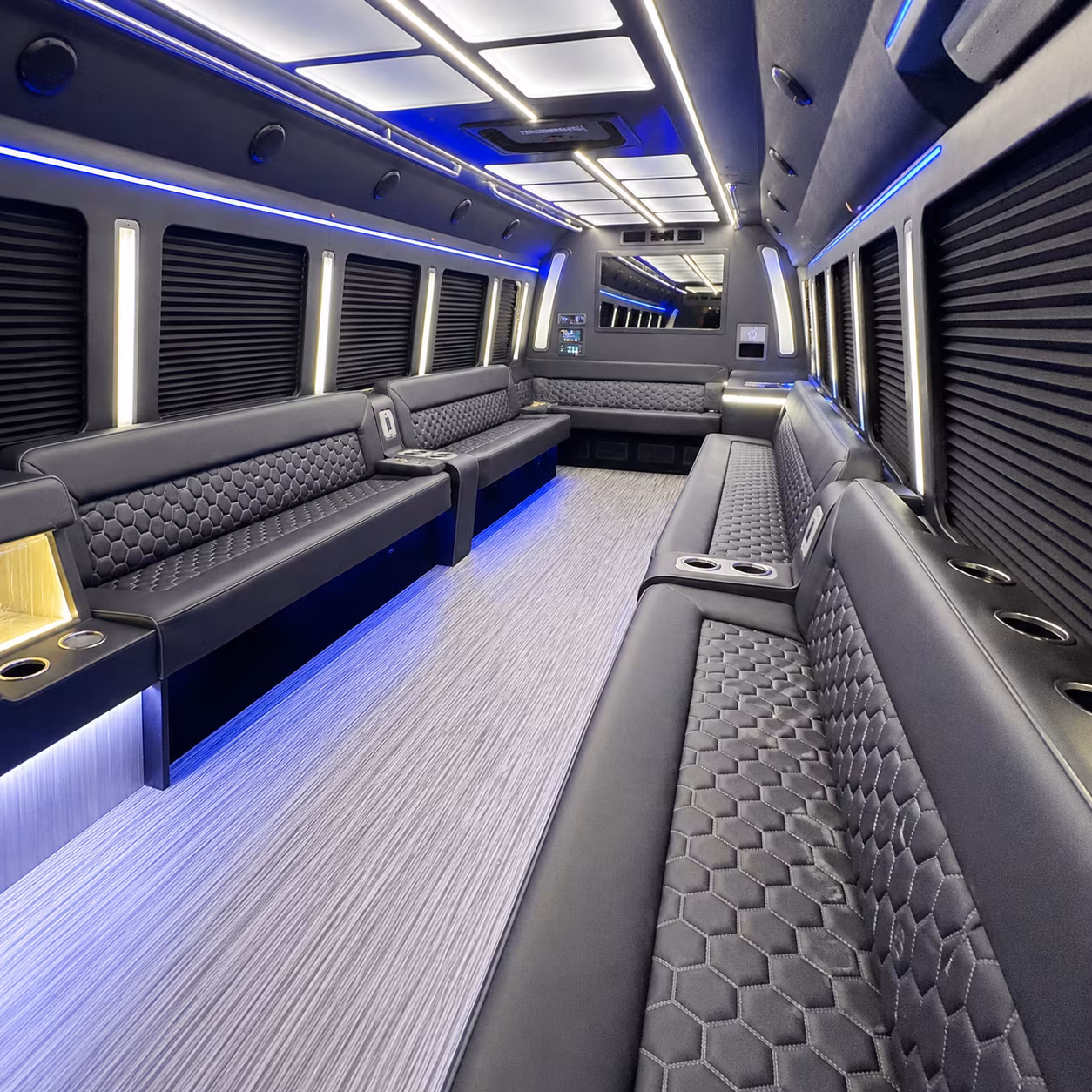 flower mound party bus rental interior